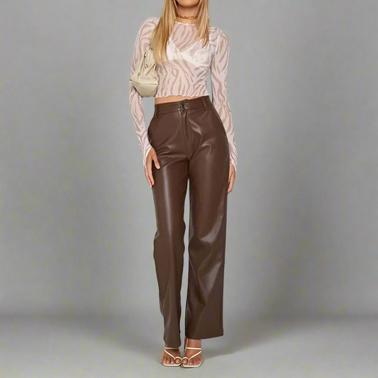 HIGH WAIST LEATHER PANT - Anya