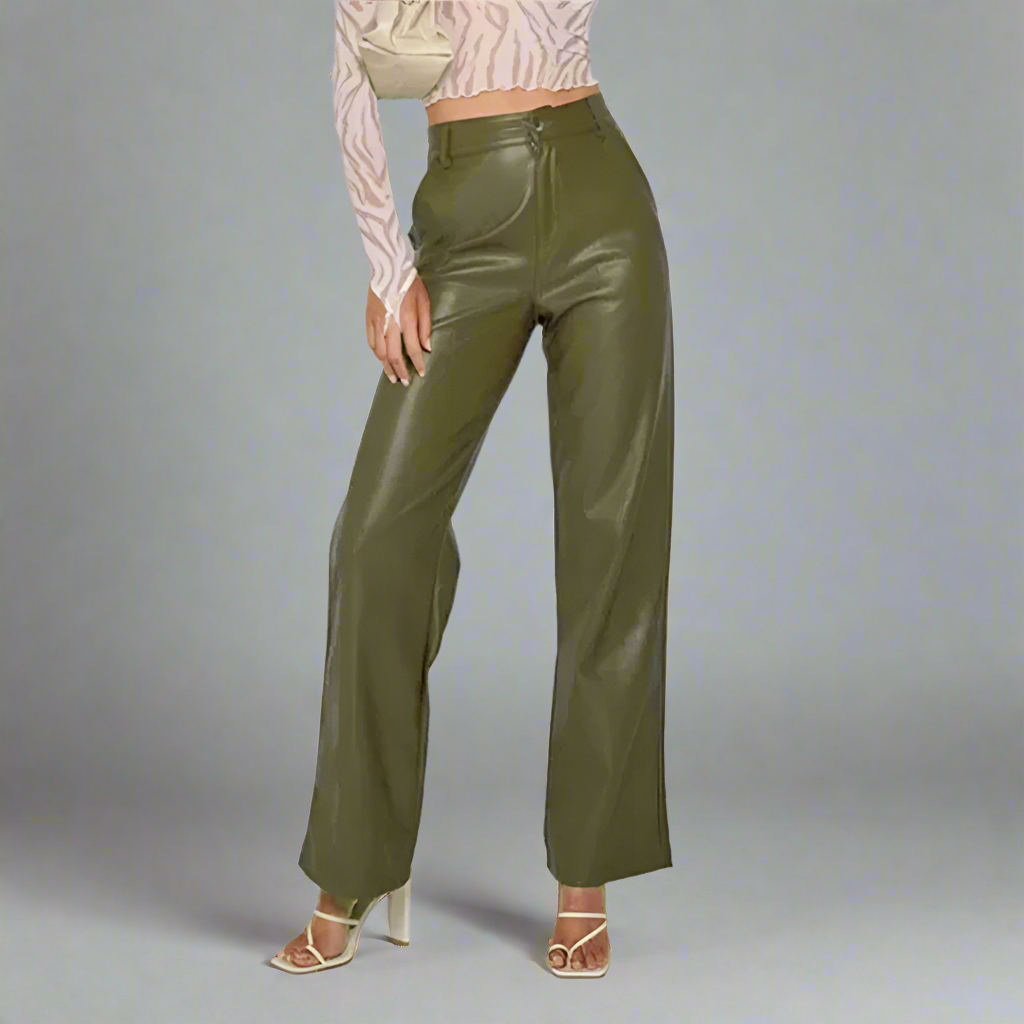 HIGH WAIST LEATHER PANT - Anya