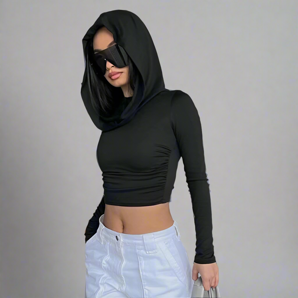 HOODED CROP TOP - Jade