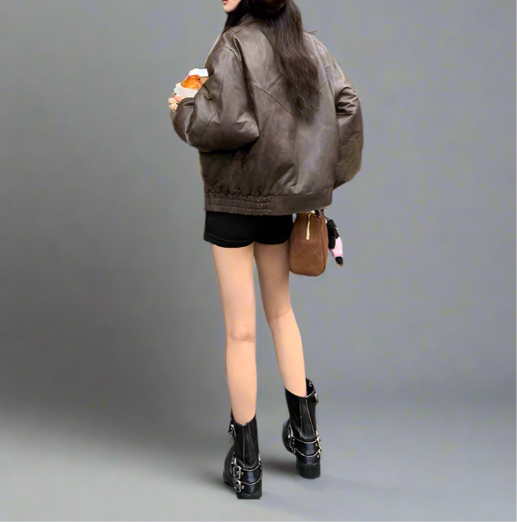 RETRO LEATHER JACKET - Sunny