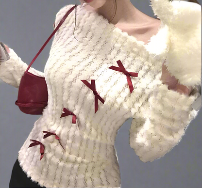 KNITTED BOW PULLOVER - Cora