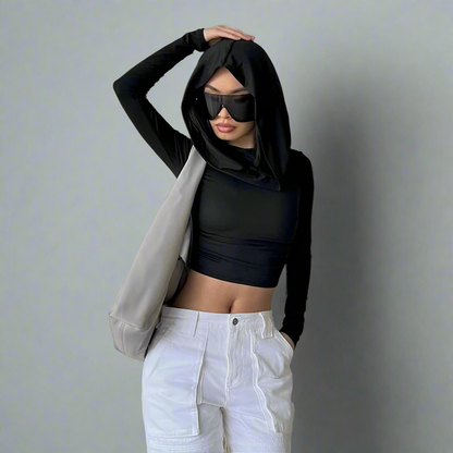 HOODED CROP TOP - Jade