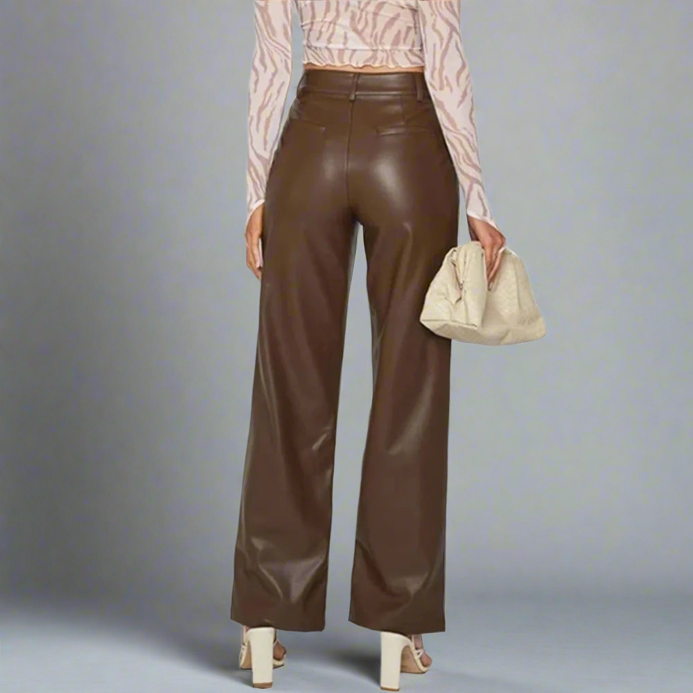 HIGH WAIST LEATHER PANT - Anya