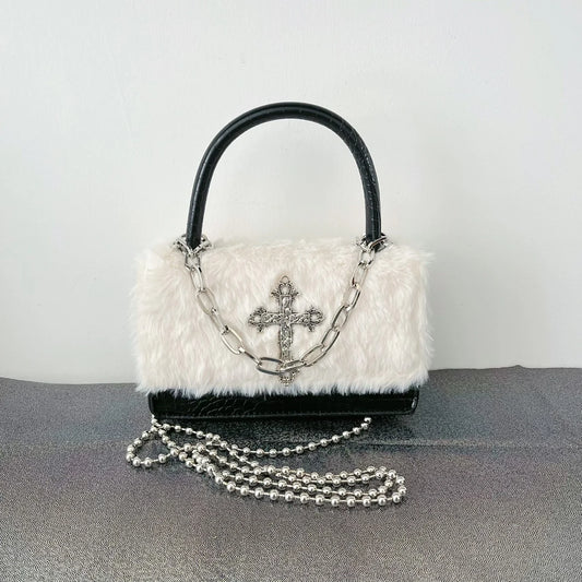 CROSS FUR HANDBAG