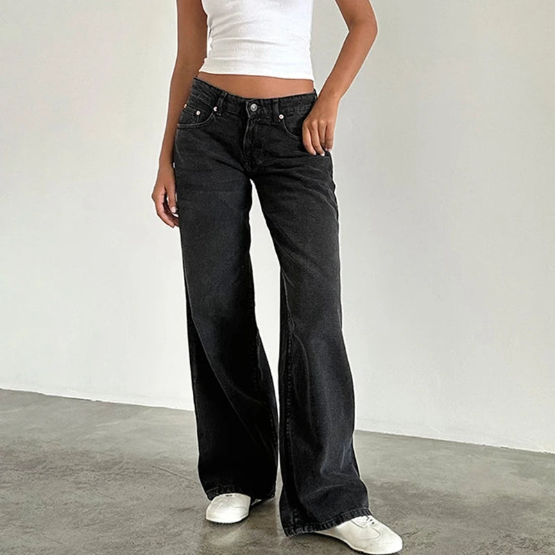 DENIM LOW WAIST BAGGY JEANS - Bronya