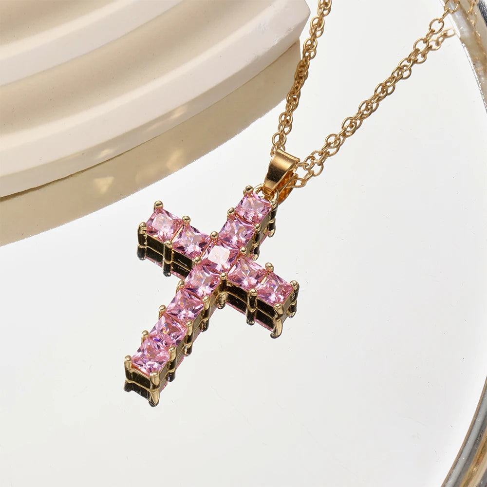 CRYSTAL CROSS NECKLACE