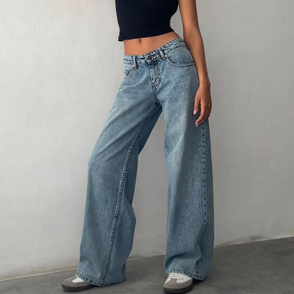 DENIM LOW WAIST BAGGY JEANS - Bronya