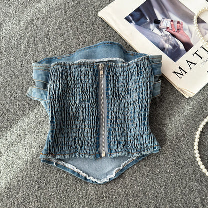 DENIM STRAPLESS TANK TOP - Cody