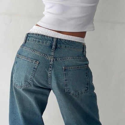 DENIM LOW WAIST BAGGY JEANS - Bronya