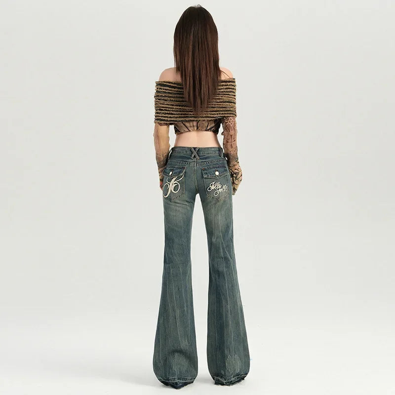 DENIM LOW WAIST PANTS - Mina