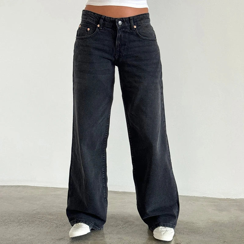 DENIM LOW WAIST BAGGY JEANS - Bronya