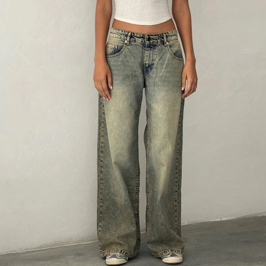 DENIM LOW WAIST BAGGY JEANS - Bronya