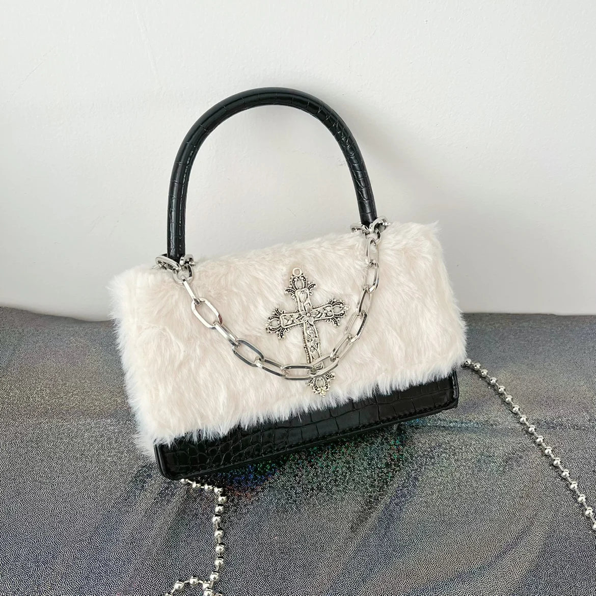 CROSS FUR HANDBAG