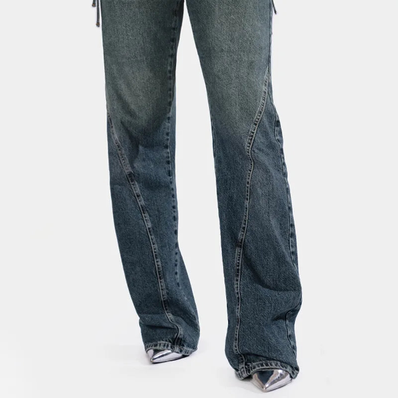 DENIM LACE UP PANTS - Alex