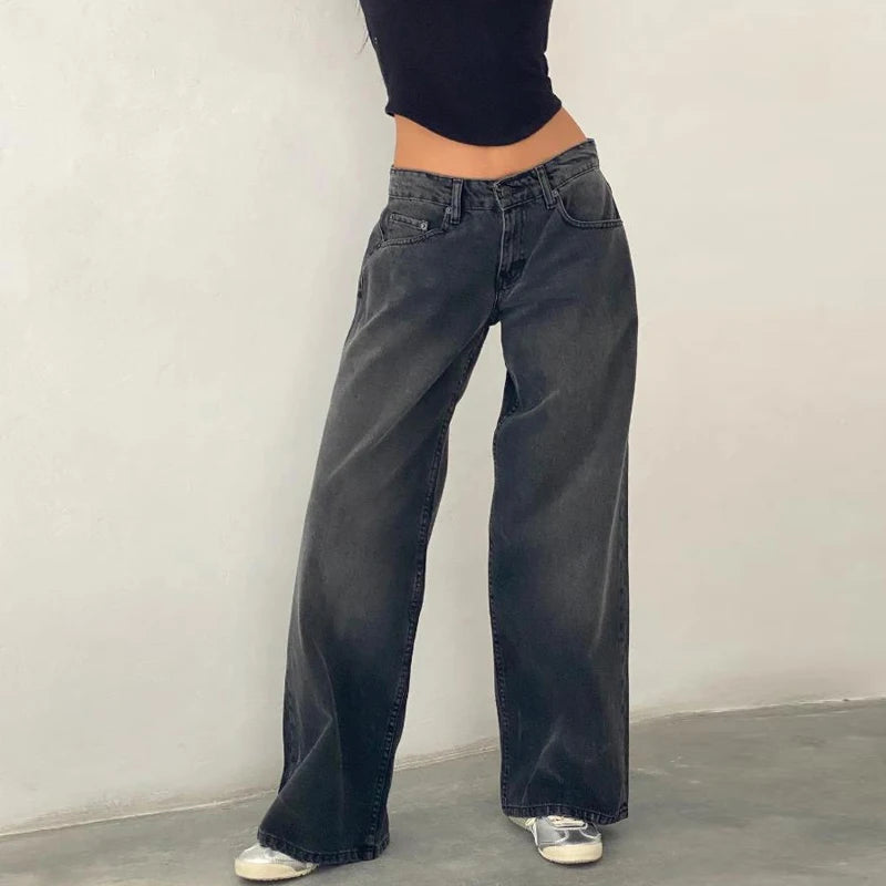 DENIM LOW WAIST BAGGY JEANS - Bronya