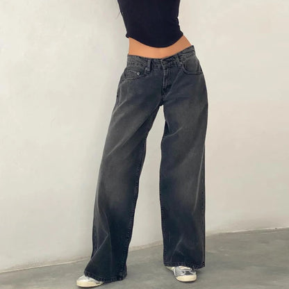 DENIM LOW WAIST BAGGY JEANS - Bronya